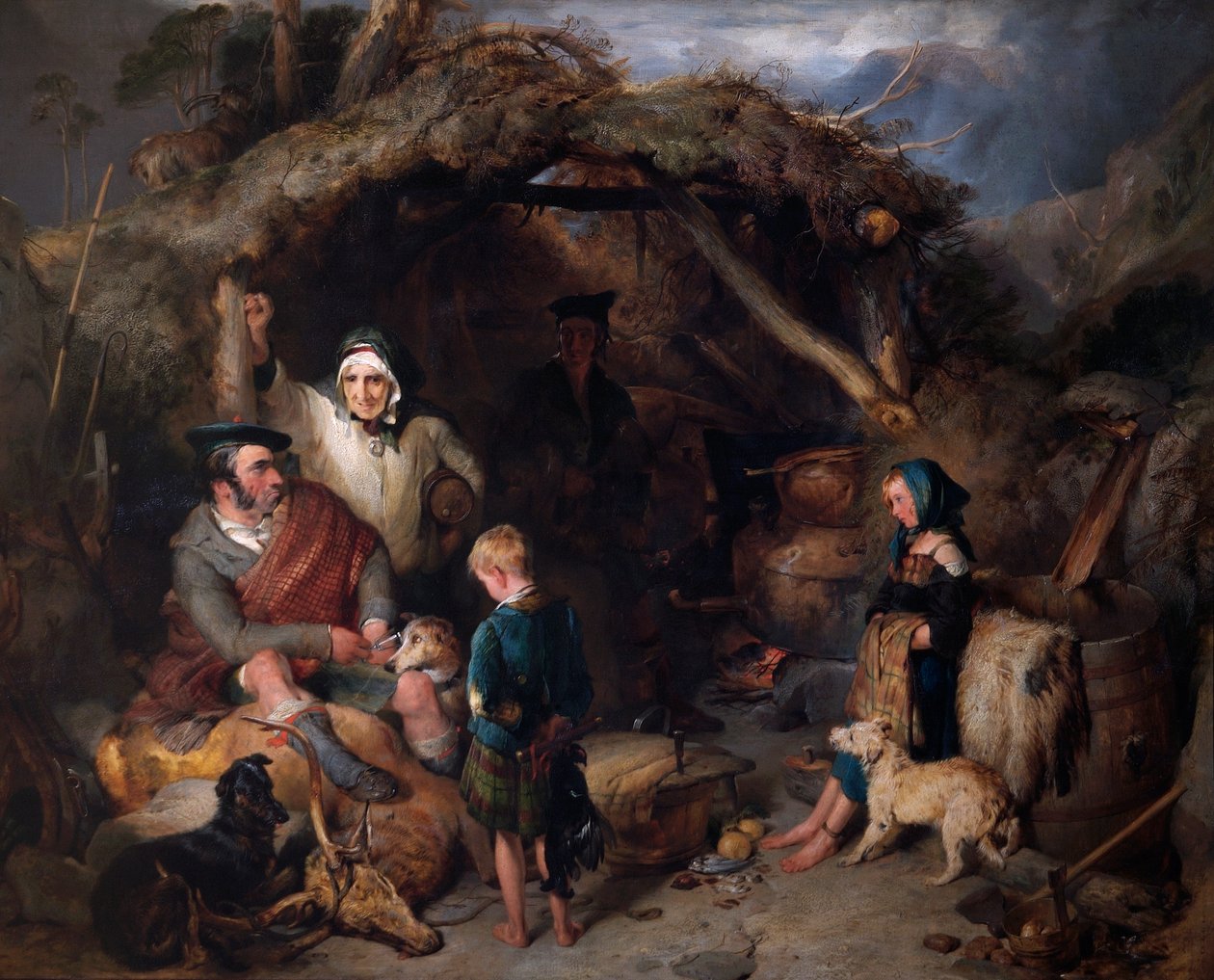 The Illicit Highland Whiskey Still, yaklaşık 1829 (panel üzerine yağ) by Edwin Landseer