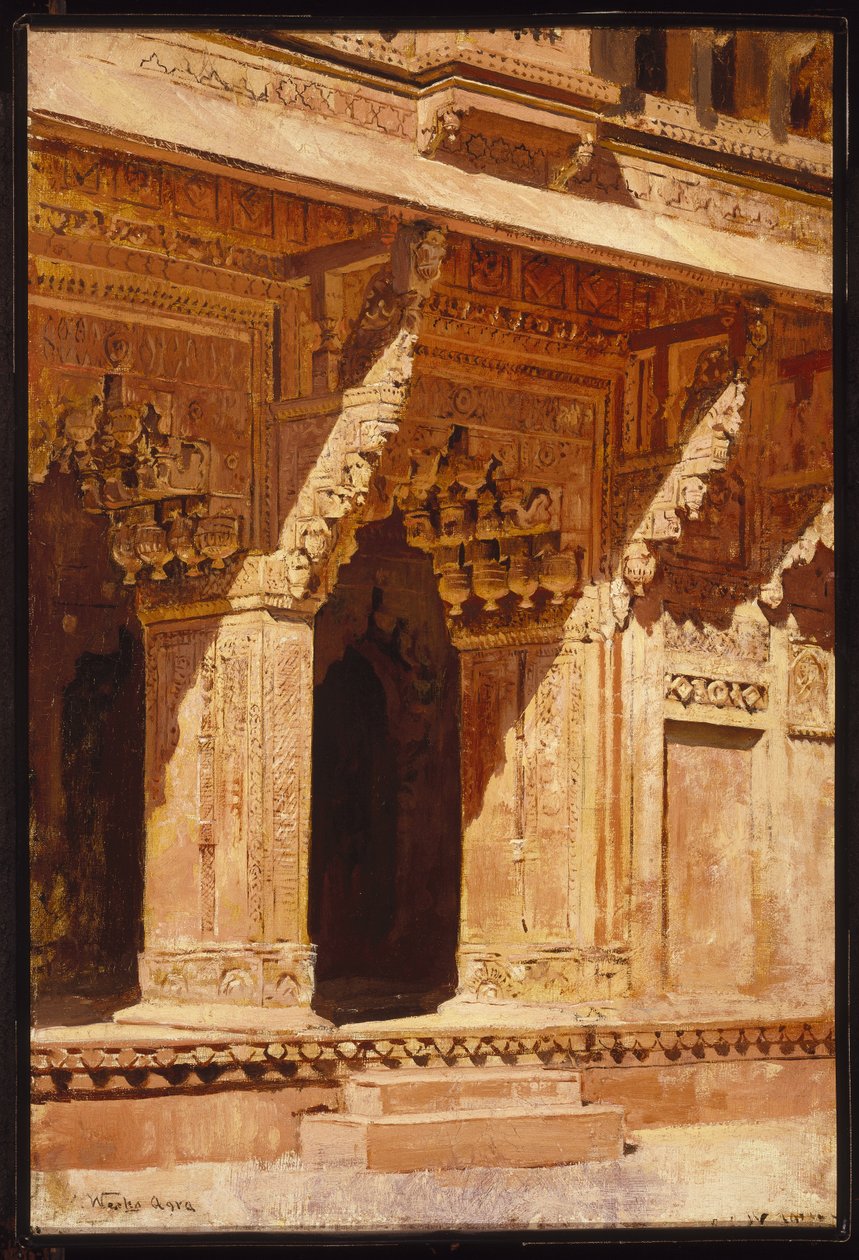 Merakla Dövülmüş Kırmızı Kumtaşı Kemerleri, Fort Agra, Hindistan, c.1885-95 by Edwin Lord Weeks