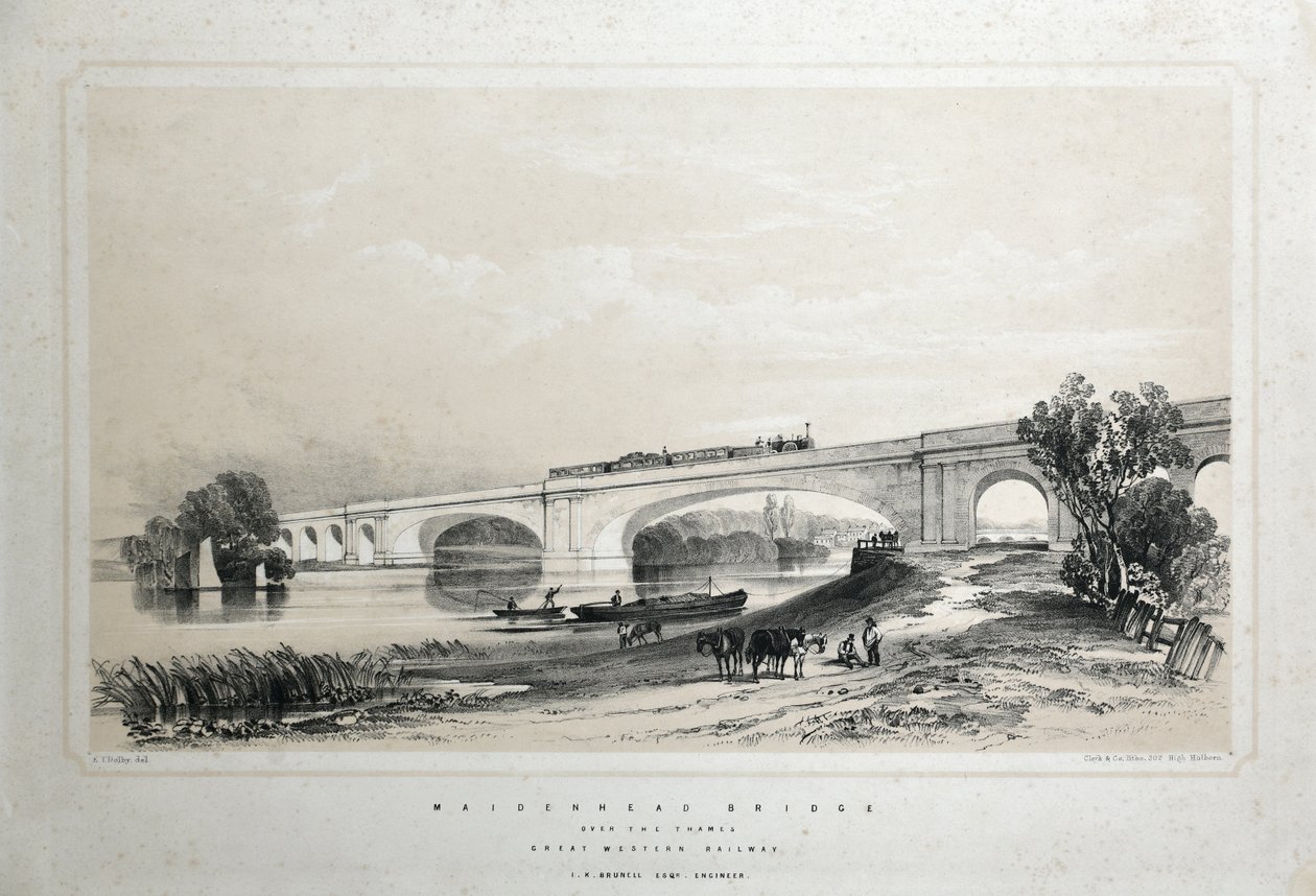 Thames Nehri üzerindeki Maidenhead Köprüsü, Great Western Demiryolu by Edwin Thomas Dolby