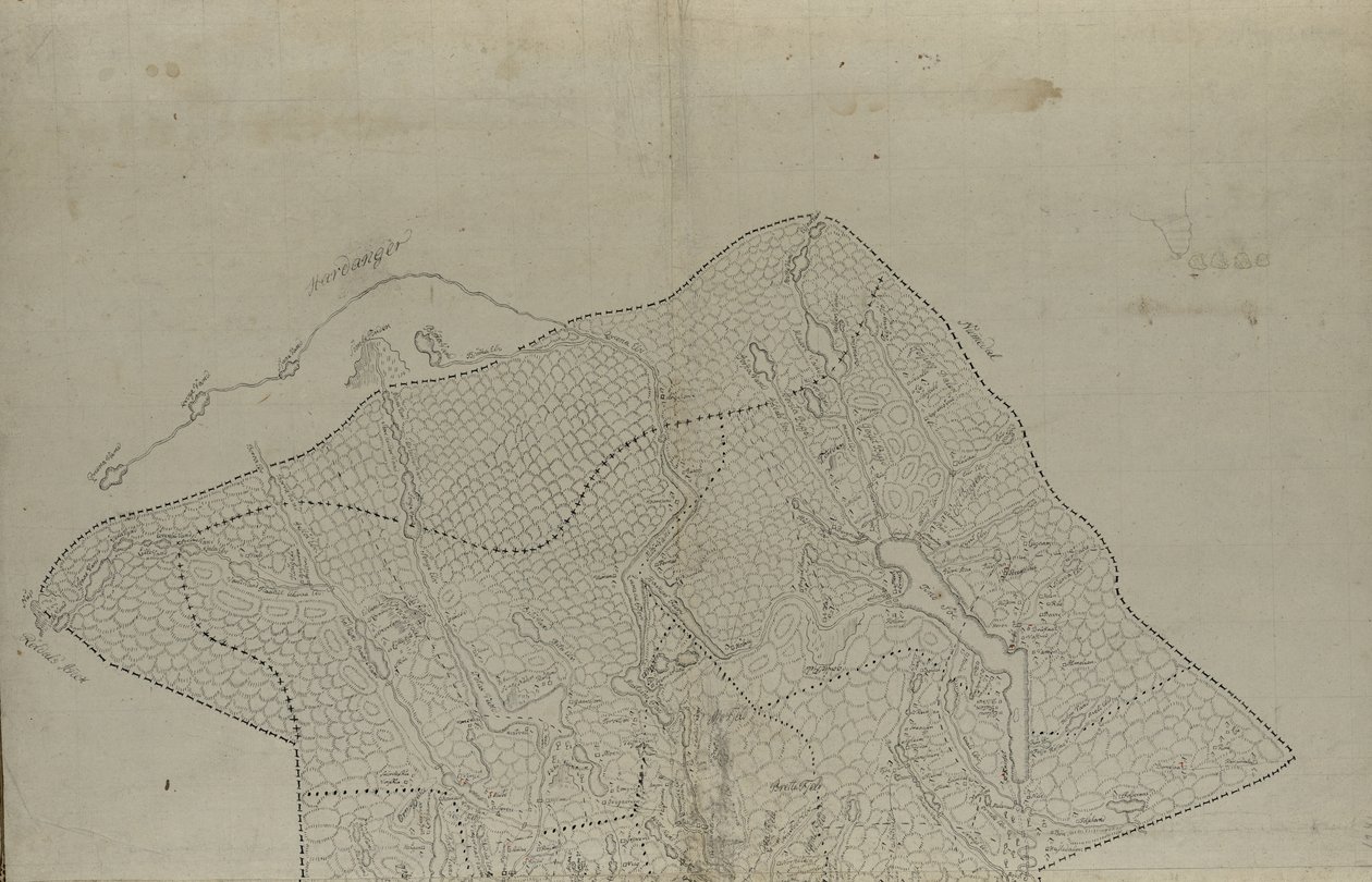 Harita el işaretiyle yayınlanmıştır (yaklaşık 1780) ve Telemark