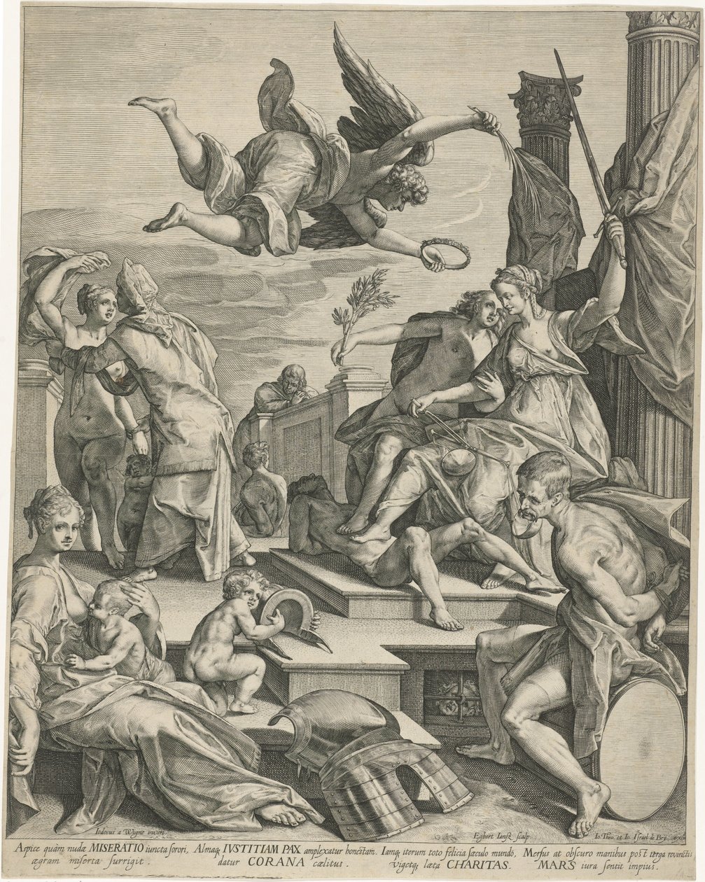 Alegori Adaletle Buluştu, Barış ve Hayırseverlik by Egbert Jansz.