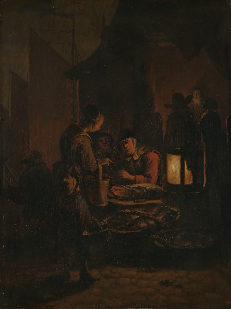 Gece balık pazarı by Egbert Lievensz. van der Poel