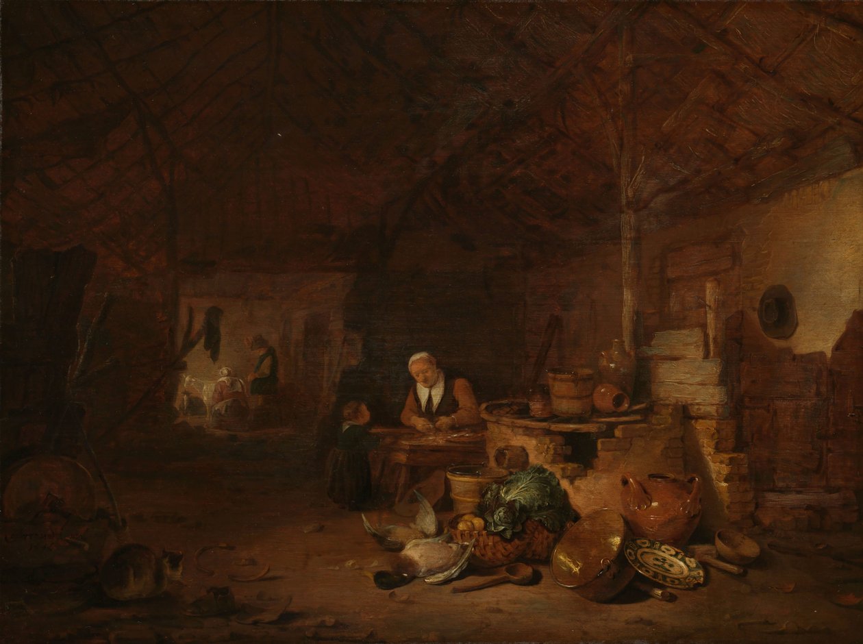 Bir ahırın içi by Egbert Lievensz. van der Poel