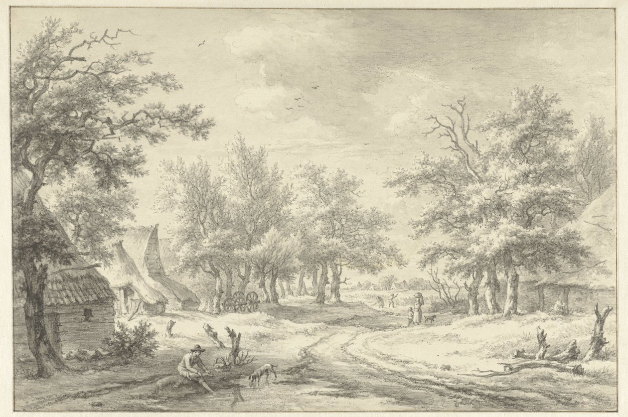 Bazı çiftlikler ve rakamlarla manzara by Egbert van Drielst