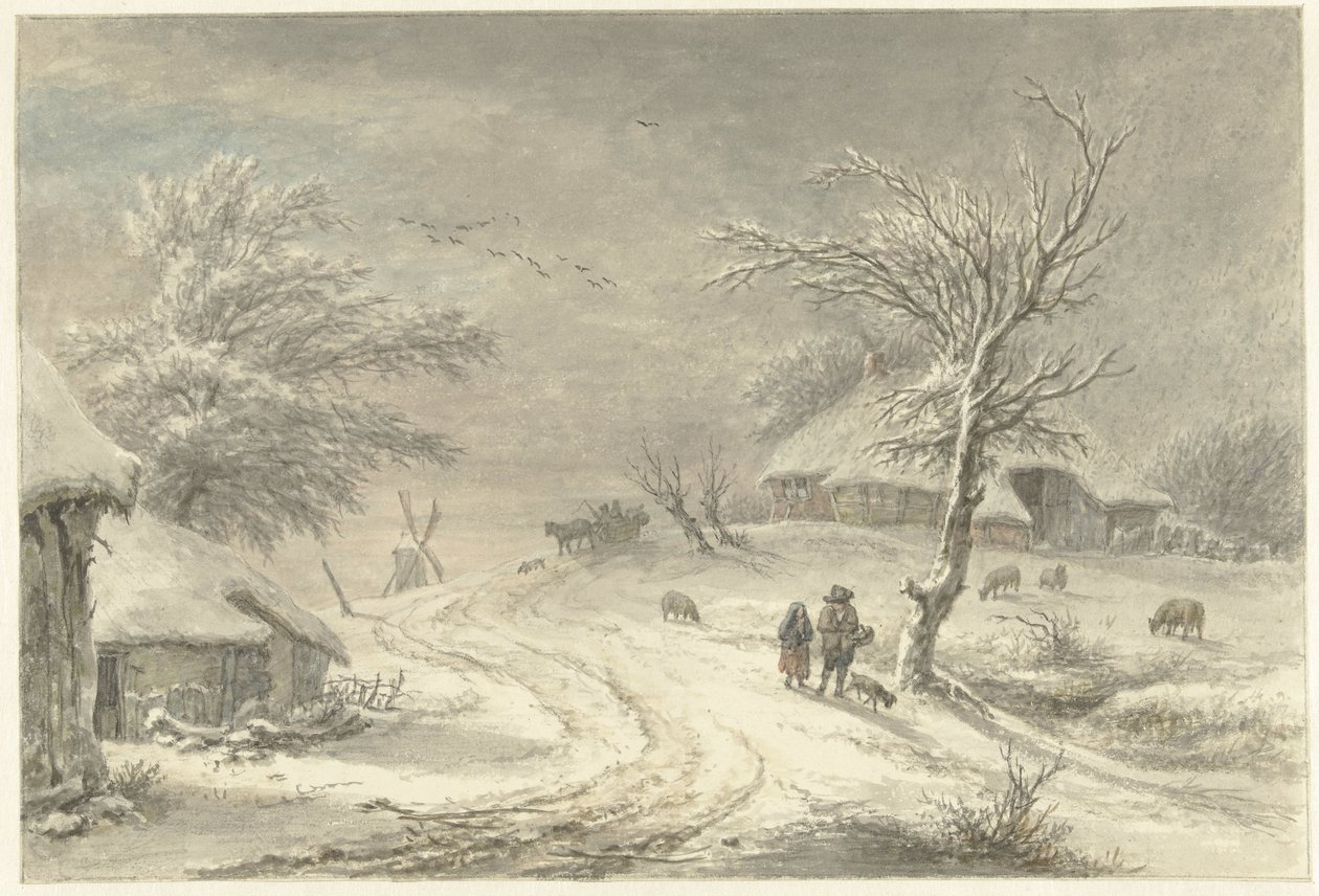 Exloo, Drenthe'de kış manzarası by Egbert van Drielst