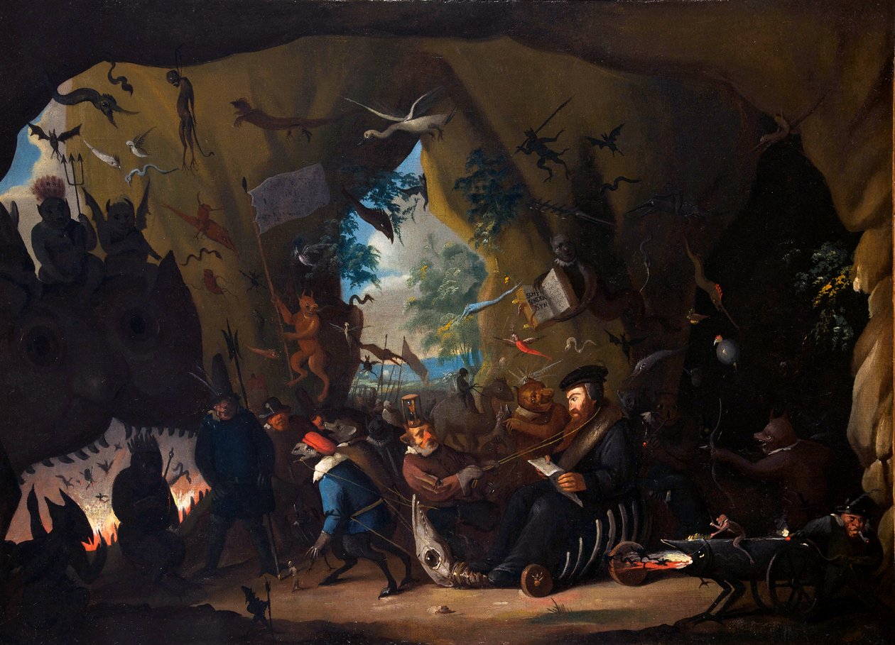 Jean Calvin en enfer - Cehennemde Calvin - Jean Calvin ( Calvinus, Cauvin) (1509-1564) Fransız reformcu ve yazar - Egbert van Heemskerk II veya the Younger (1676-1744) - yaklaşık 1705 - Tuval üzerine yağlı boya - Uluslararası Müze Reform, Cenevre by Egbert van II The Younger Heemskerk
