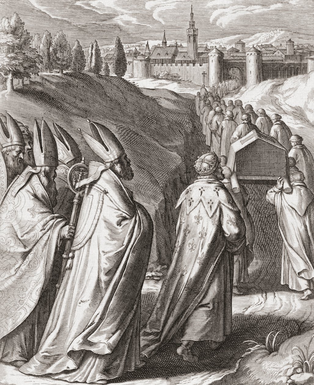Aziz Thomas Aquinas'ın cenaze alayı by Egbert van Panderen