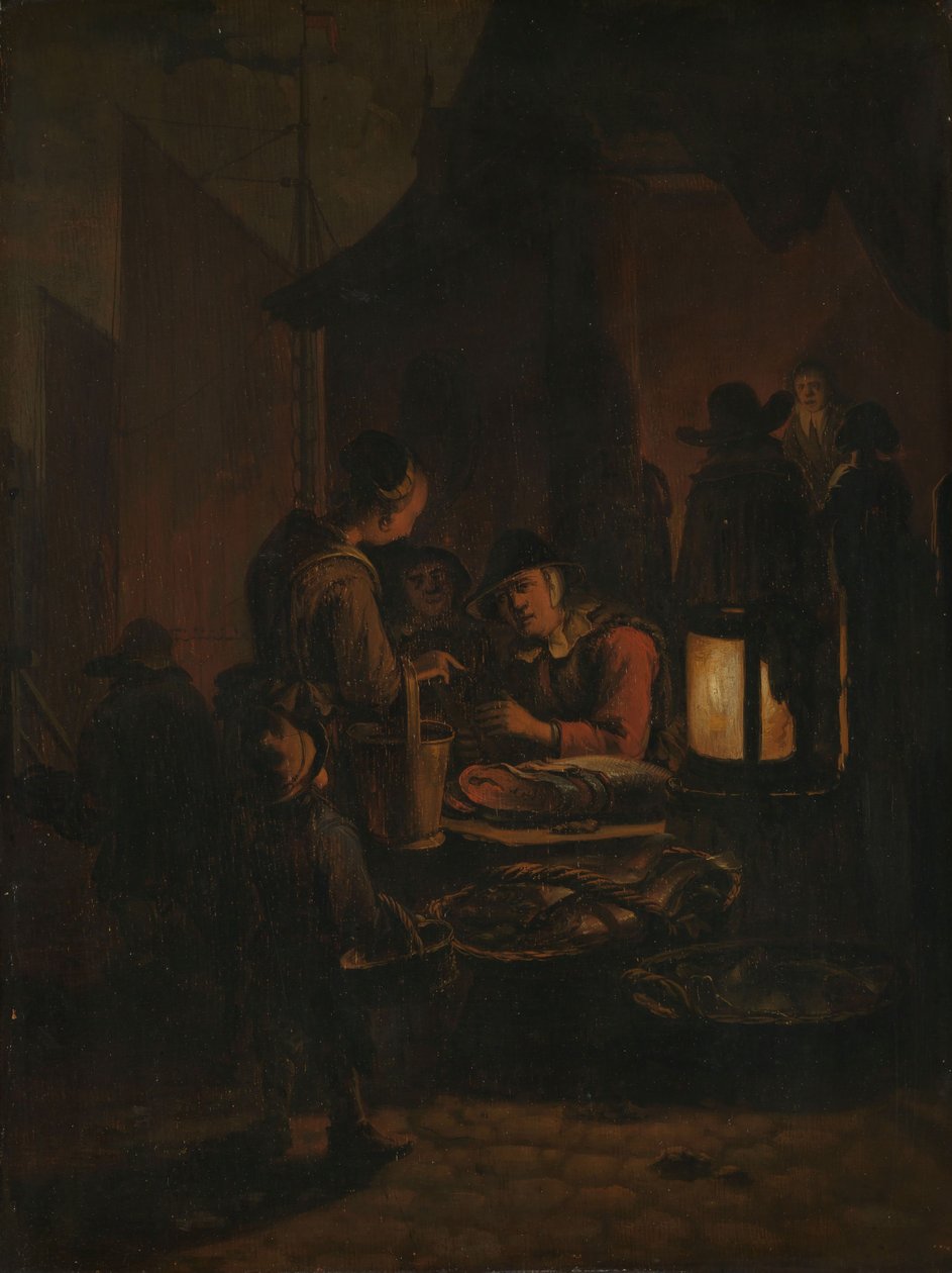 Gece balık pazarı by Egbert van der Poel