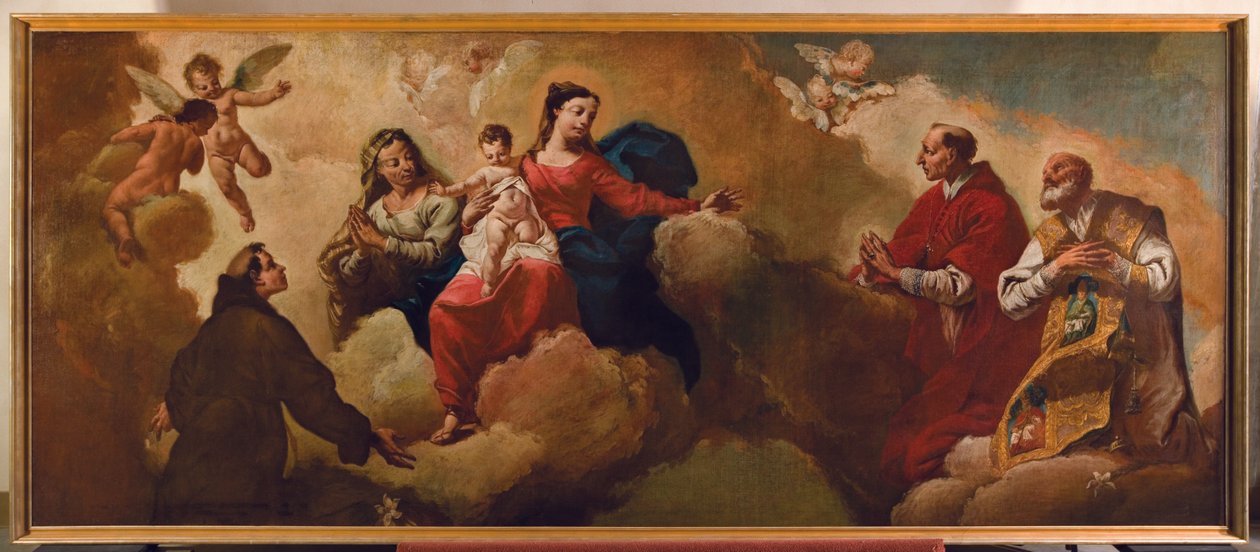 Madonna ve St. Anne ile Çocuk Sts'ye Görünüyor. Anthony ve Charles Borromeo, 1748 by Egidio dall