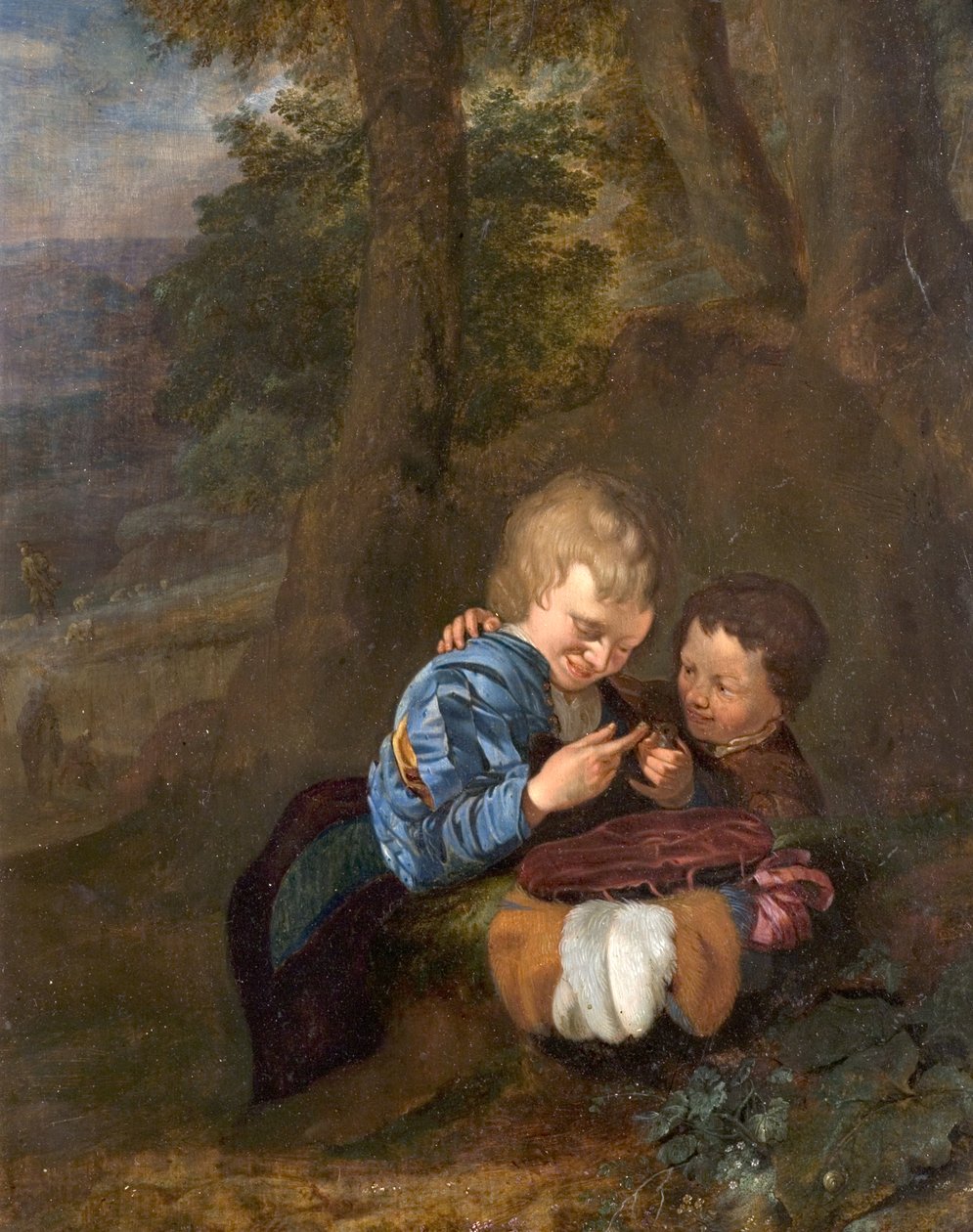 bir kuş ile iki erkek by Eglon van der Neer