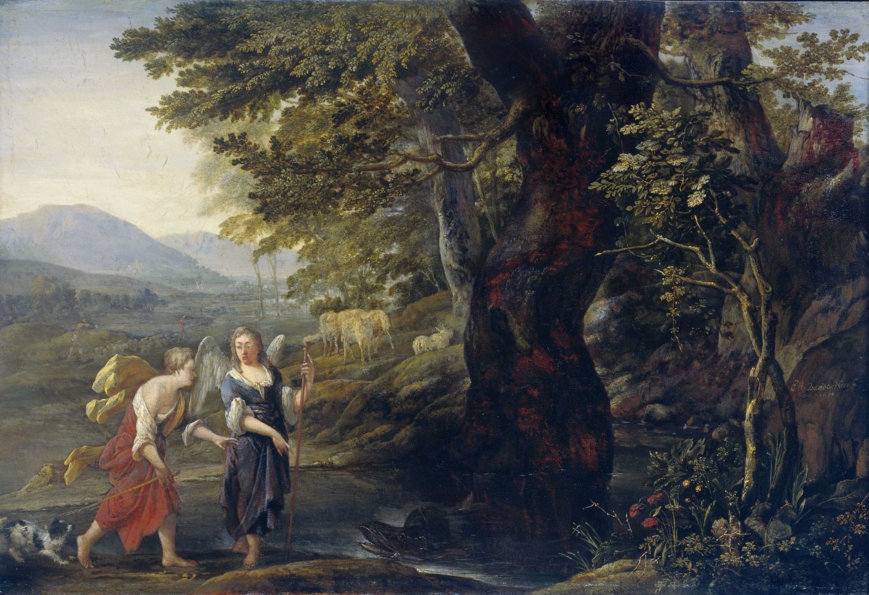 Tobias ve melek by Eglon van der Neer