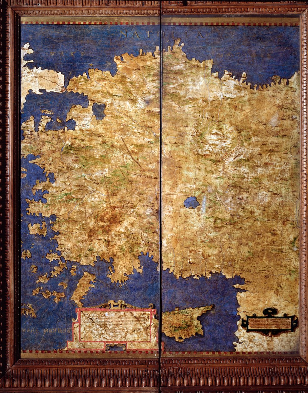 Egnazio Danti (1536-1586) matematikçi, kozmograf ve İtalyan mimar tarafından yapılan Anadolu Haritası. 1567 civarında. Floransa, Palazzo Vecchio, Sala del Mappamondo by Egnazio Danti