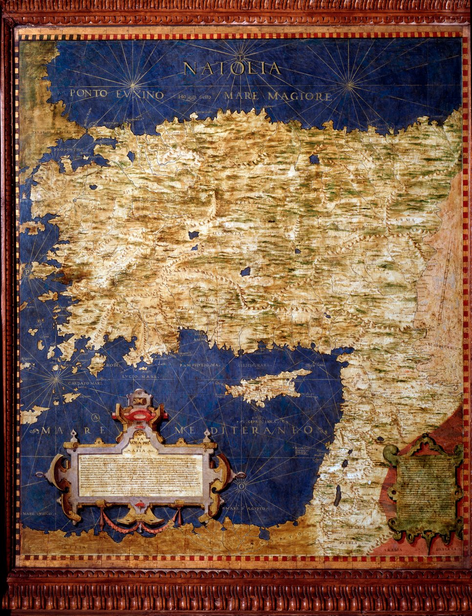 Egnazio Danti (1536-1586) matematikçi, kozmograf ve İtalyan mimar tarafından yapılan Anadolu Haritası. 1567 civarında. Floransa, Palazzo Vecchio, Sala del Mappamondo by Egnazio Danti