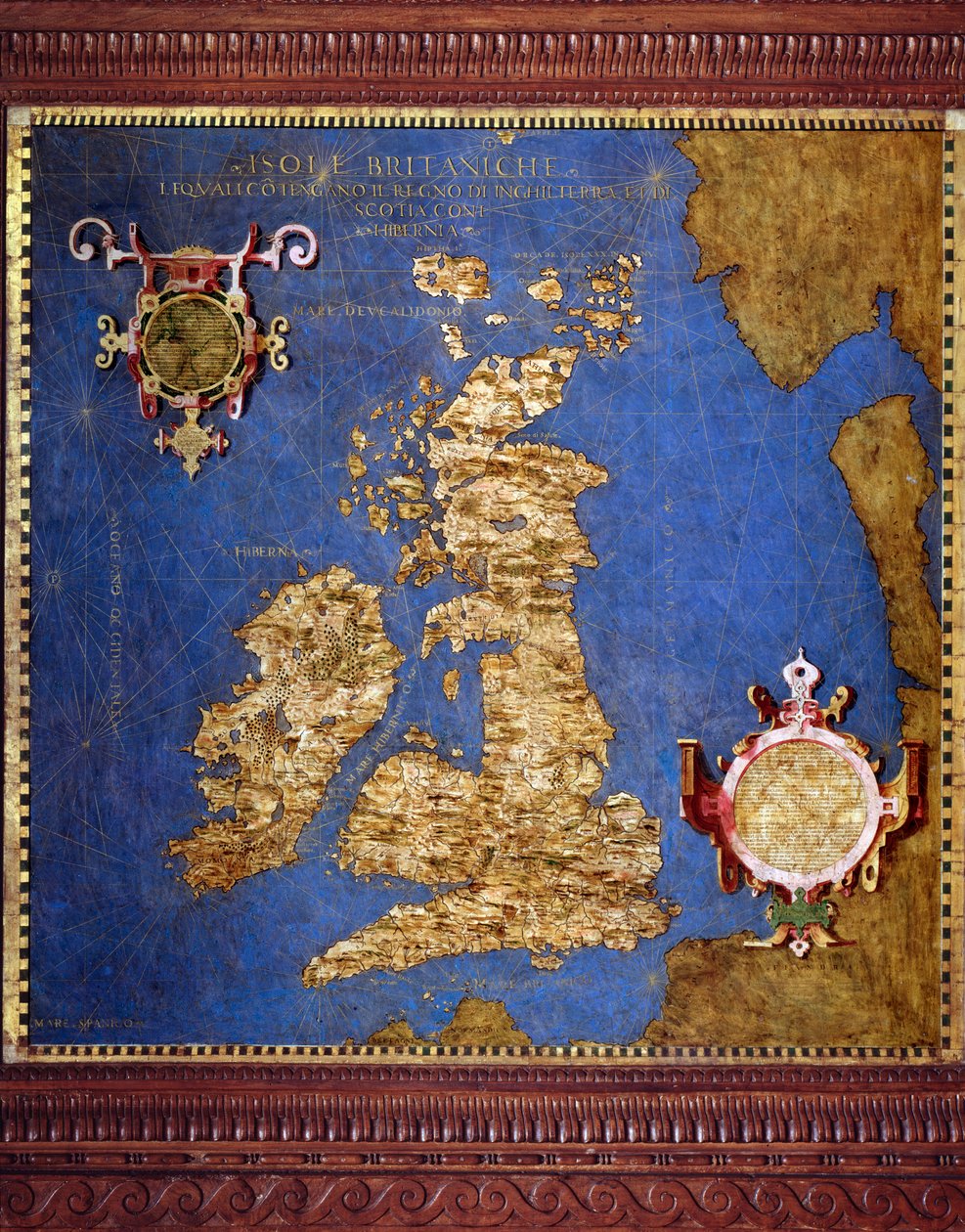 Egnazio Danti (1536-1586) matematikçi, kozmograf ve İtalyan mimar tarafından Britanya Adaları Haritası. 1567 civarında. Floransa, Palazzo Vecchio, Sala del Mappamondo by Egnazio Danti