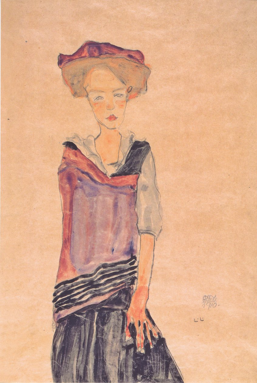 ayakta kız by Egon Schiele