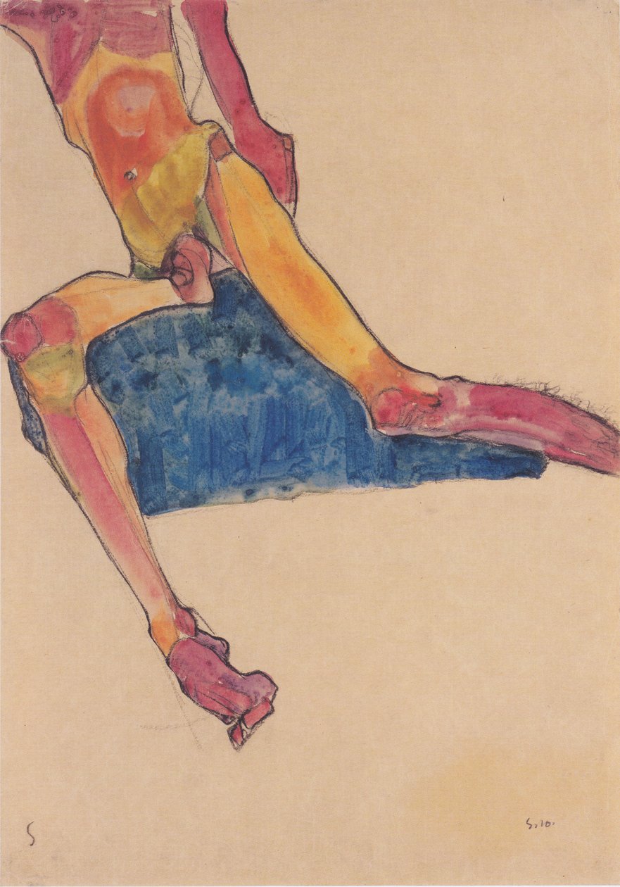 Mavi Havluda Gövde by Egon Schiele