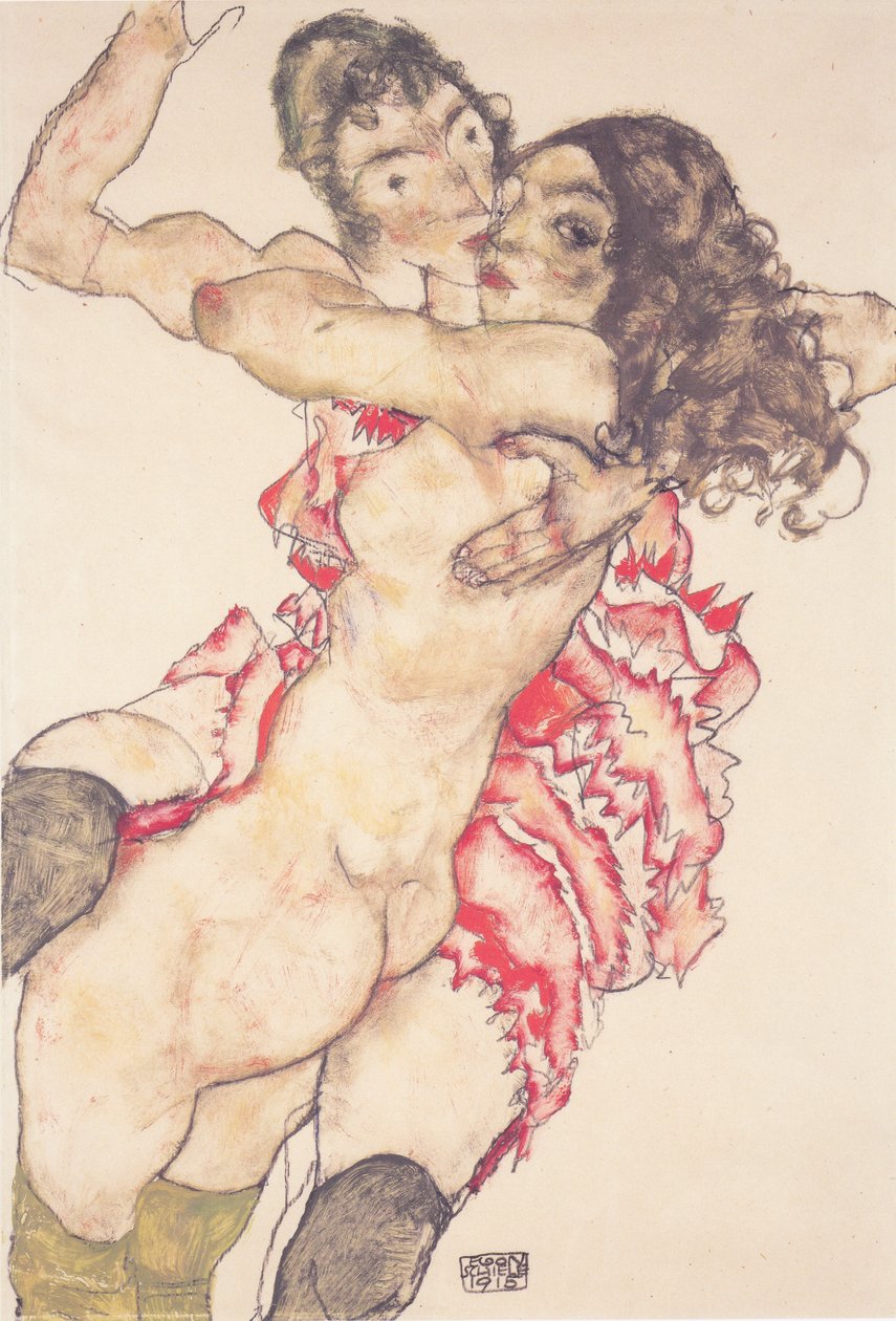 İki arkadaş by Egon Schiele