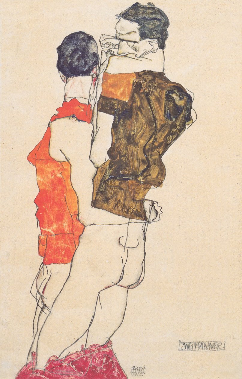 İki adam by Egon Schiele