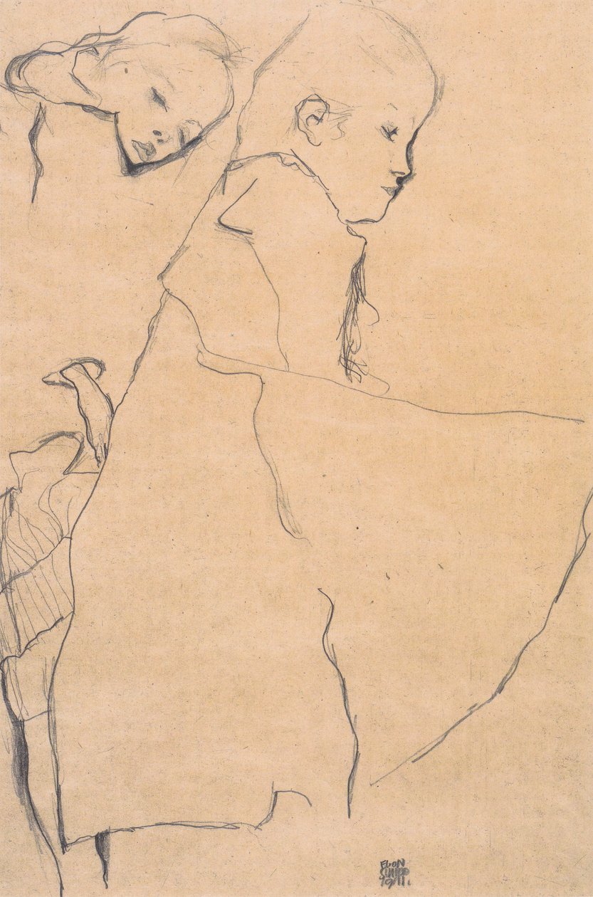 iki uyuyan kız by Egon Schiele