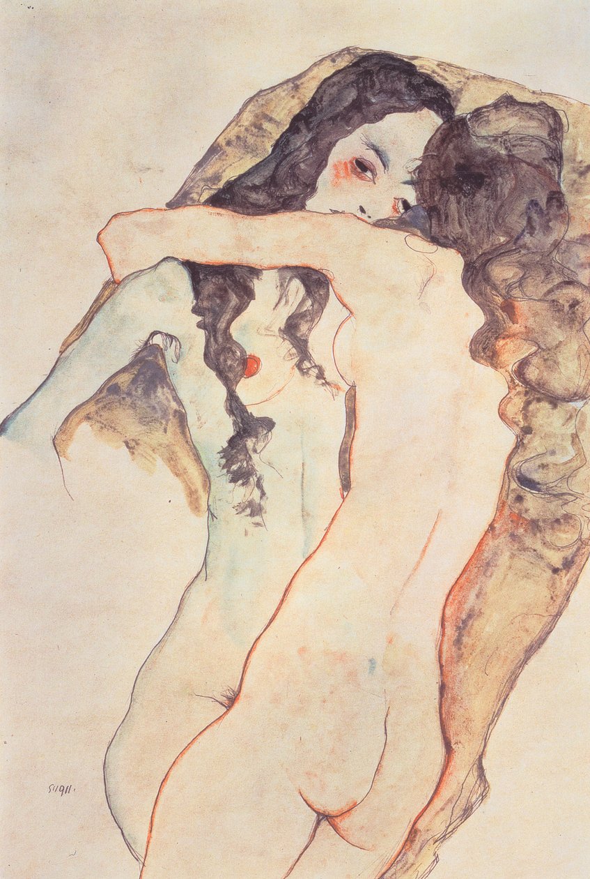 kucaklayan iki kadın by Egon Schiele
