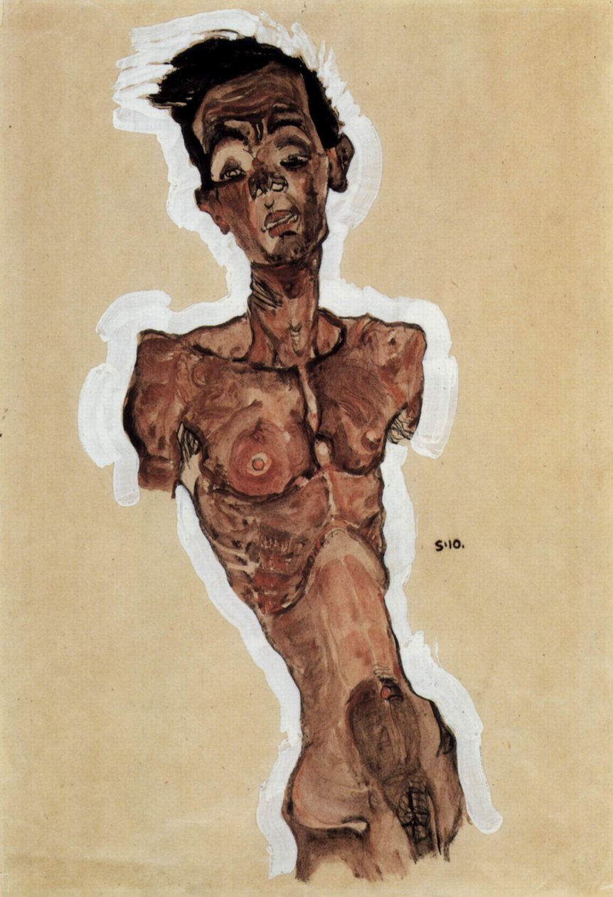 Çıplak, kendi portre by Egon Schiele