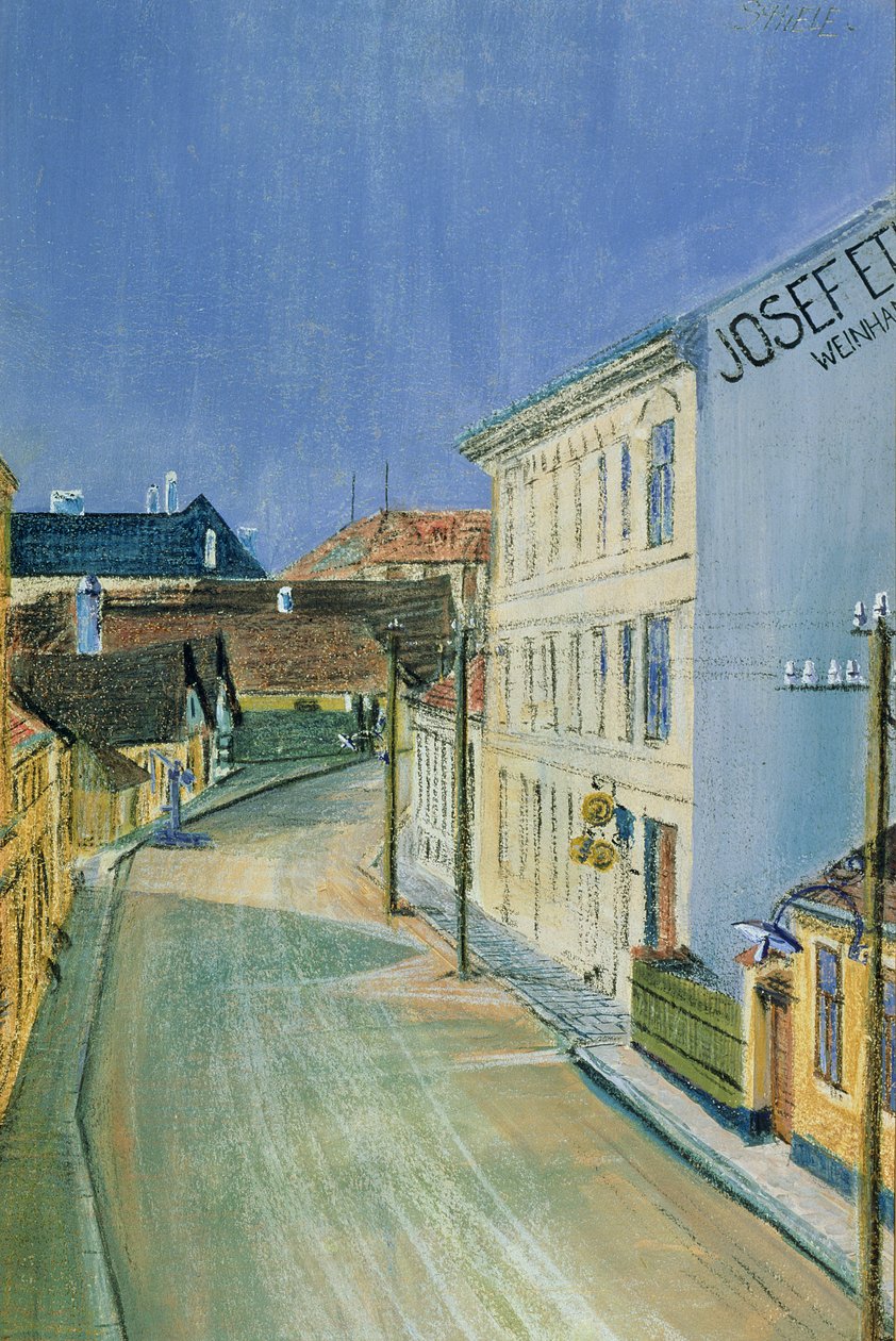 Albrechtstrasse, Klosterneuburg (kağıt üzerinde karışık teknik) by Egon Schiele