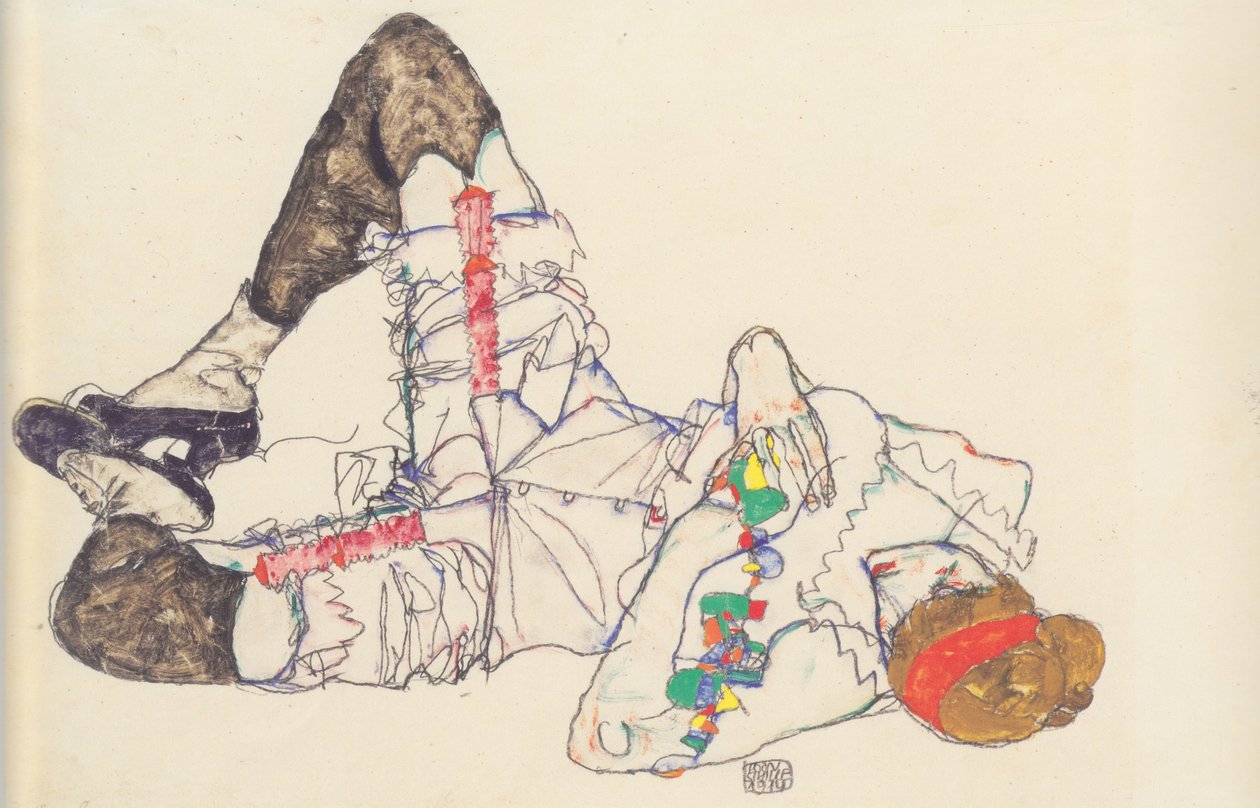 sırt üstü yatan kadın by Egon Schiele