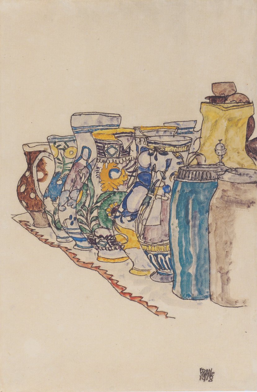 Boyalı köylü testiler by Egon Schiele