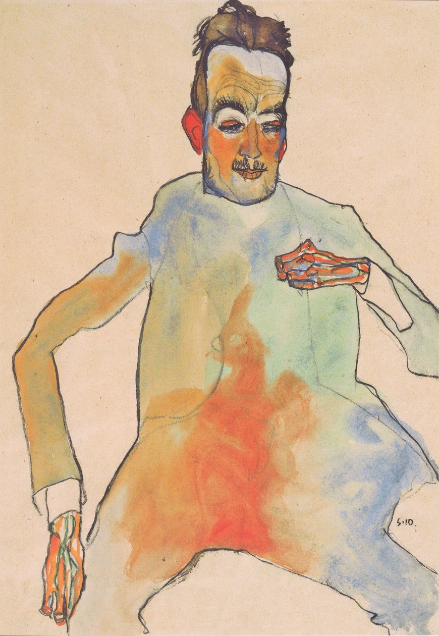 çello çalar by Egon Schiele