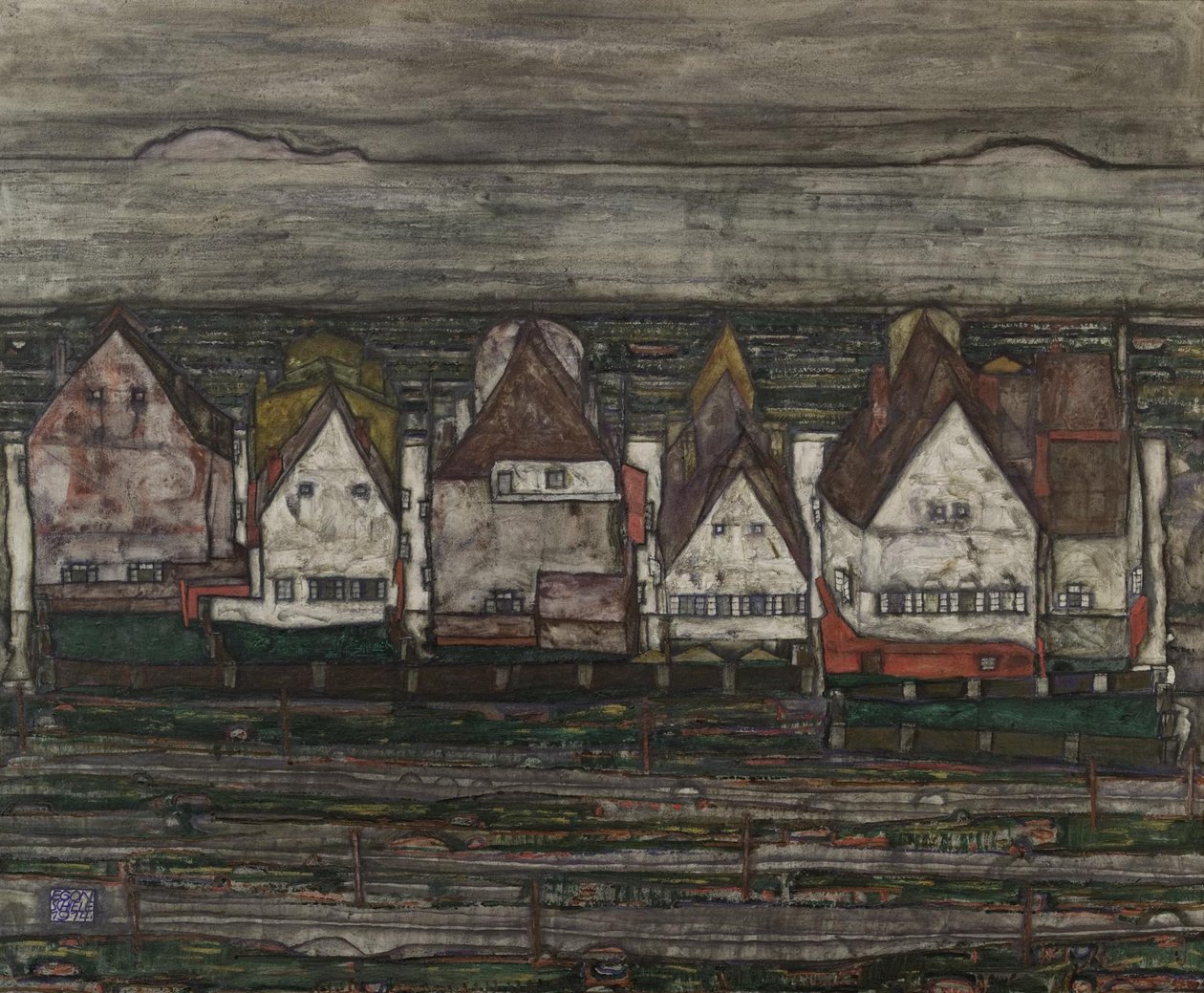 deniz kenarındaki evler by Egon Schiele