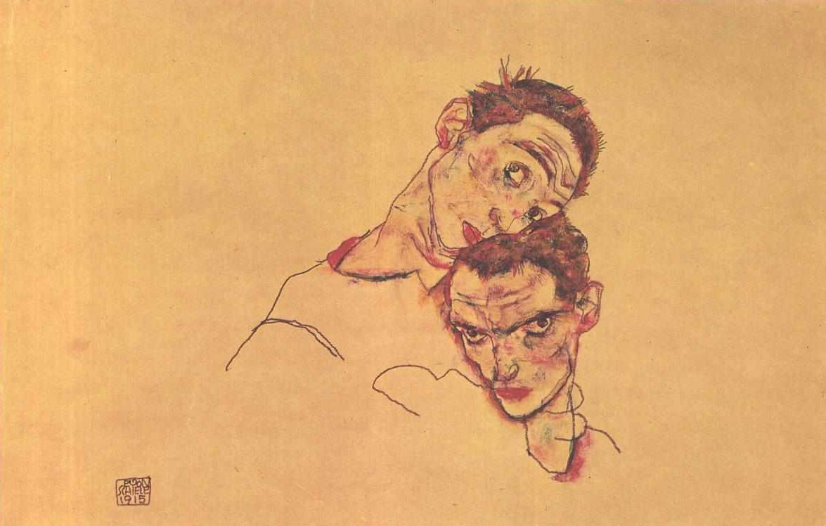 Çift otoportre by Egon Schiele