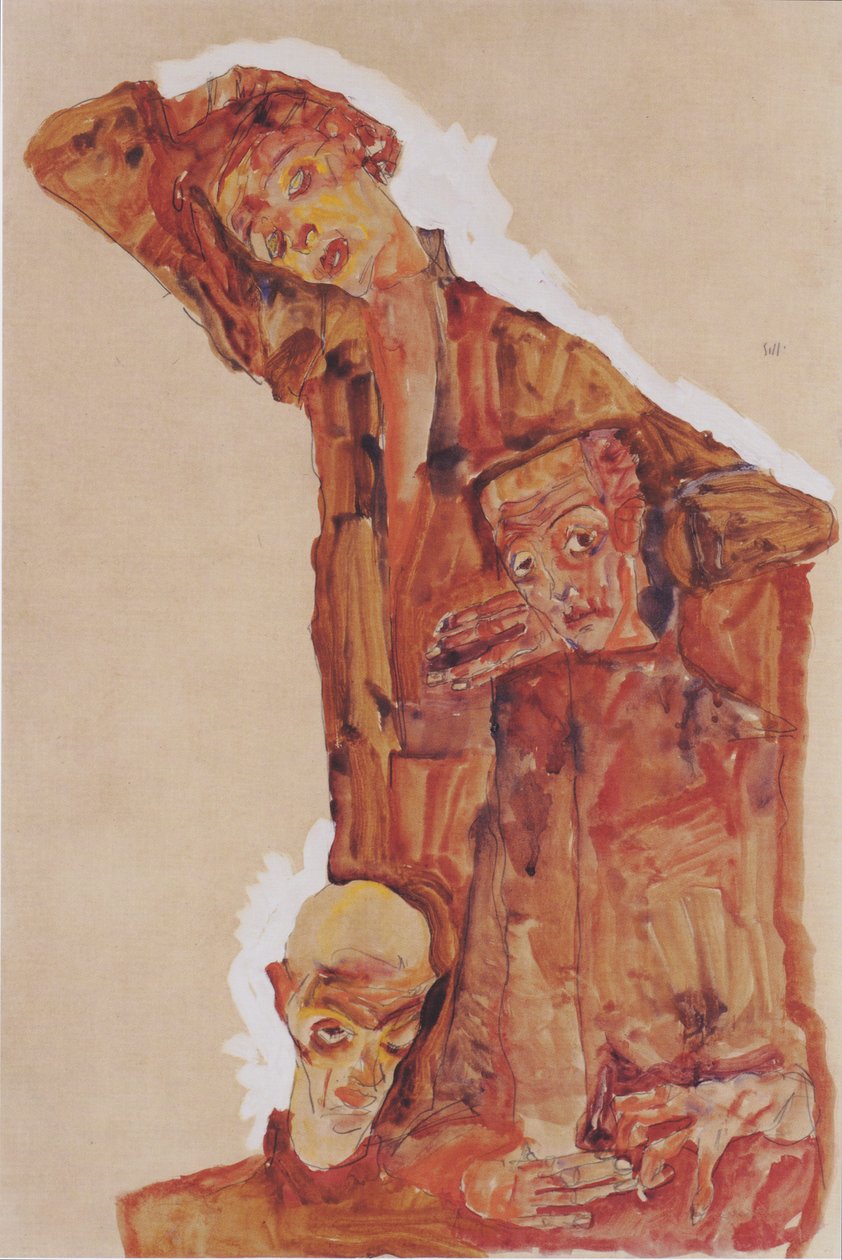 Üçlü kendini ifade etme by Egon Schiele