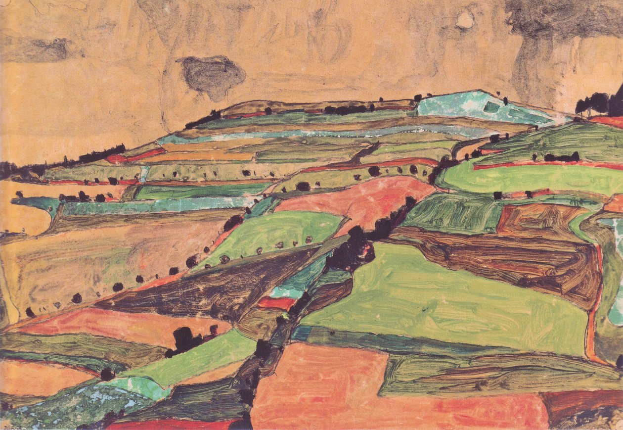 Tarla manzarası (Kreuzberg, Krumau yakınında) by Egon Schiele