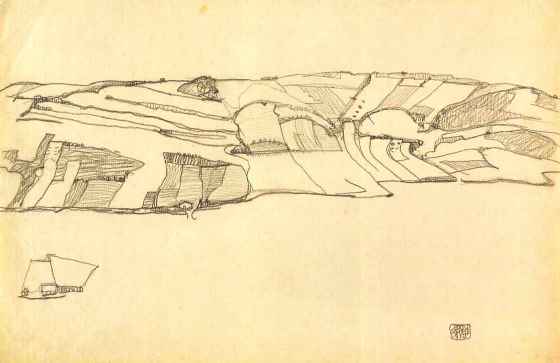 Tarla manzarası by Egon Schiele