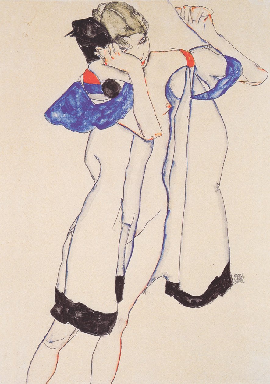 Sabahlık giyen kadın by Egon Schiele