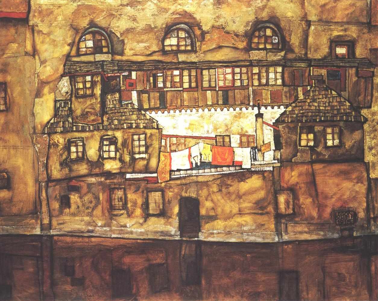 nehir kenarındaki ev by Egon Schiele