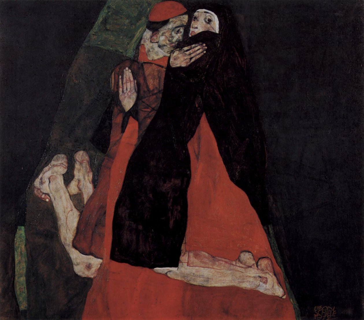 Kardinal ve Rahibe veya Okşamak by Egon Schiele