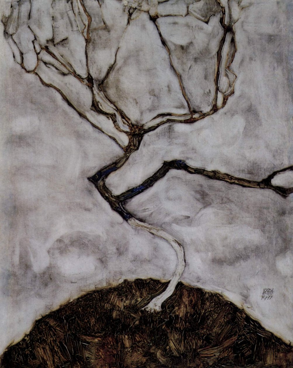 Geç sonbaharda küçük ağaç by Egon Schiele