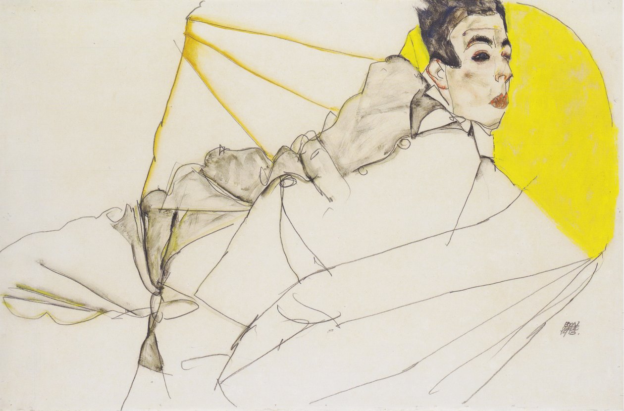 Uzanmış çocuk (Erich Lederer) by Egon Schiele