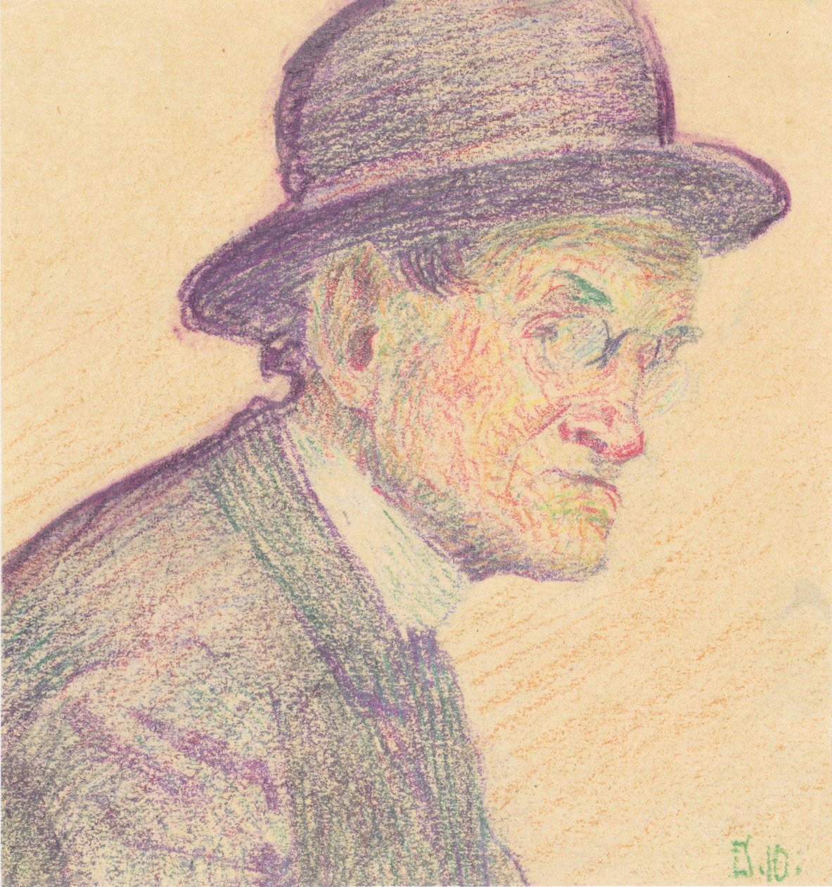 Melon şapkalı ve pince-nez olan adam by Egon Schiele
