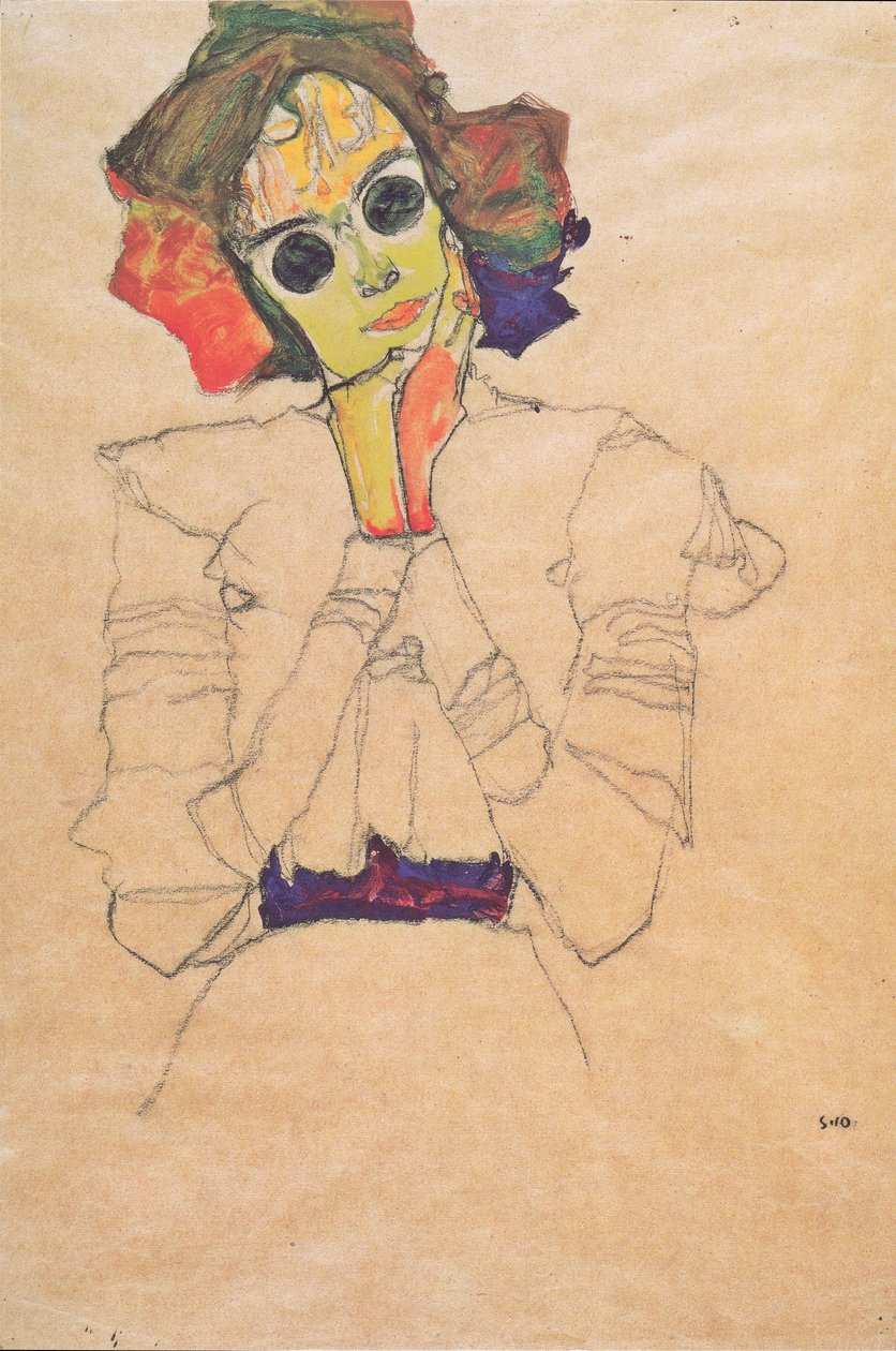 Güneş gözlüklü kız by Egon Schiele