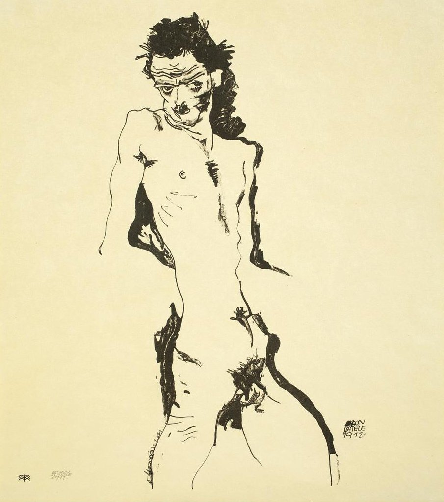 Erkek Çıplak (Otoportre) by Egon Schiele