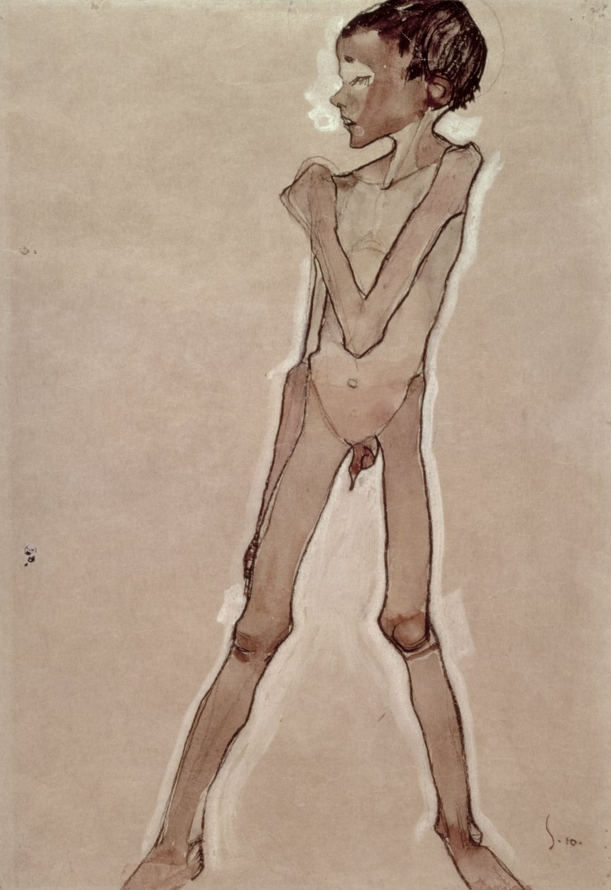 çıplak çocuk ayakta by Egon Schiele