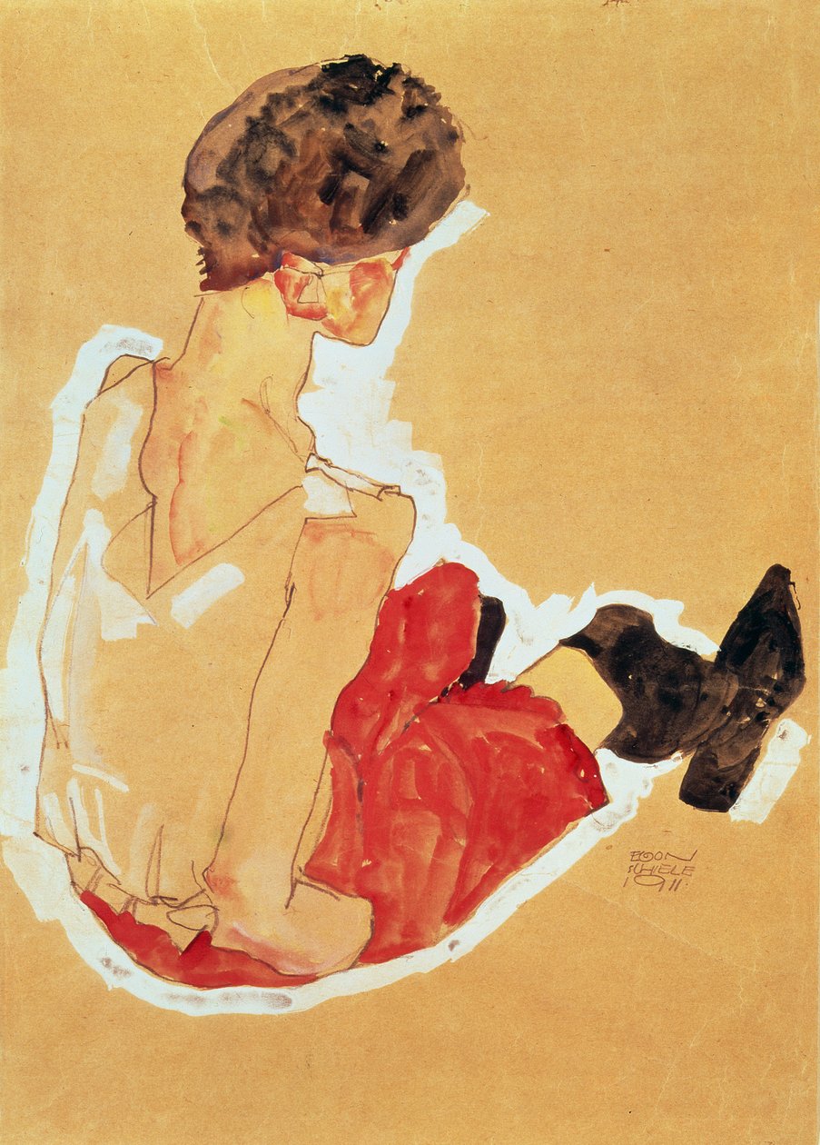 Oturan Kadın, 1911 (tempera) by Egon Schiele