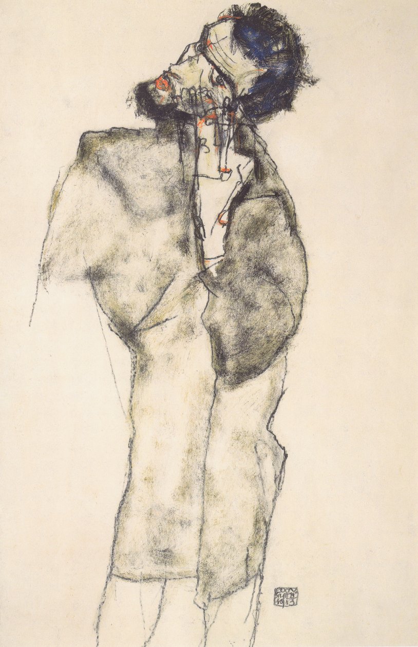 Bir münzevi olarak otoportre by Egon Schiele