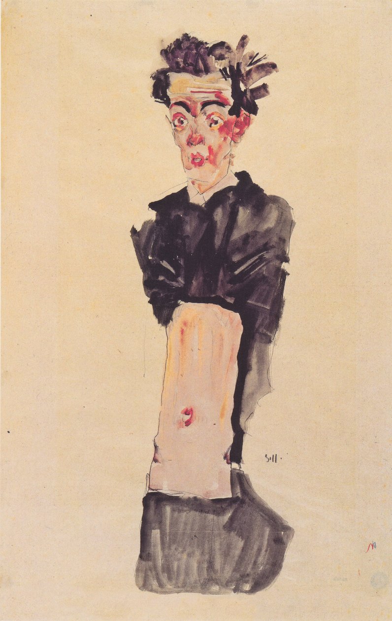 Çıplak göbek ile kendi portre by Egon Schiele