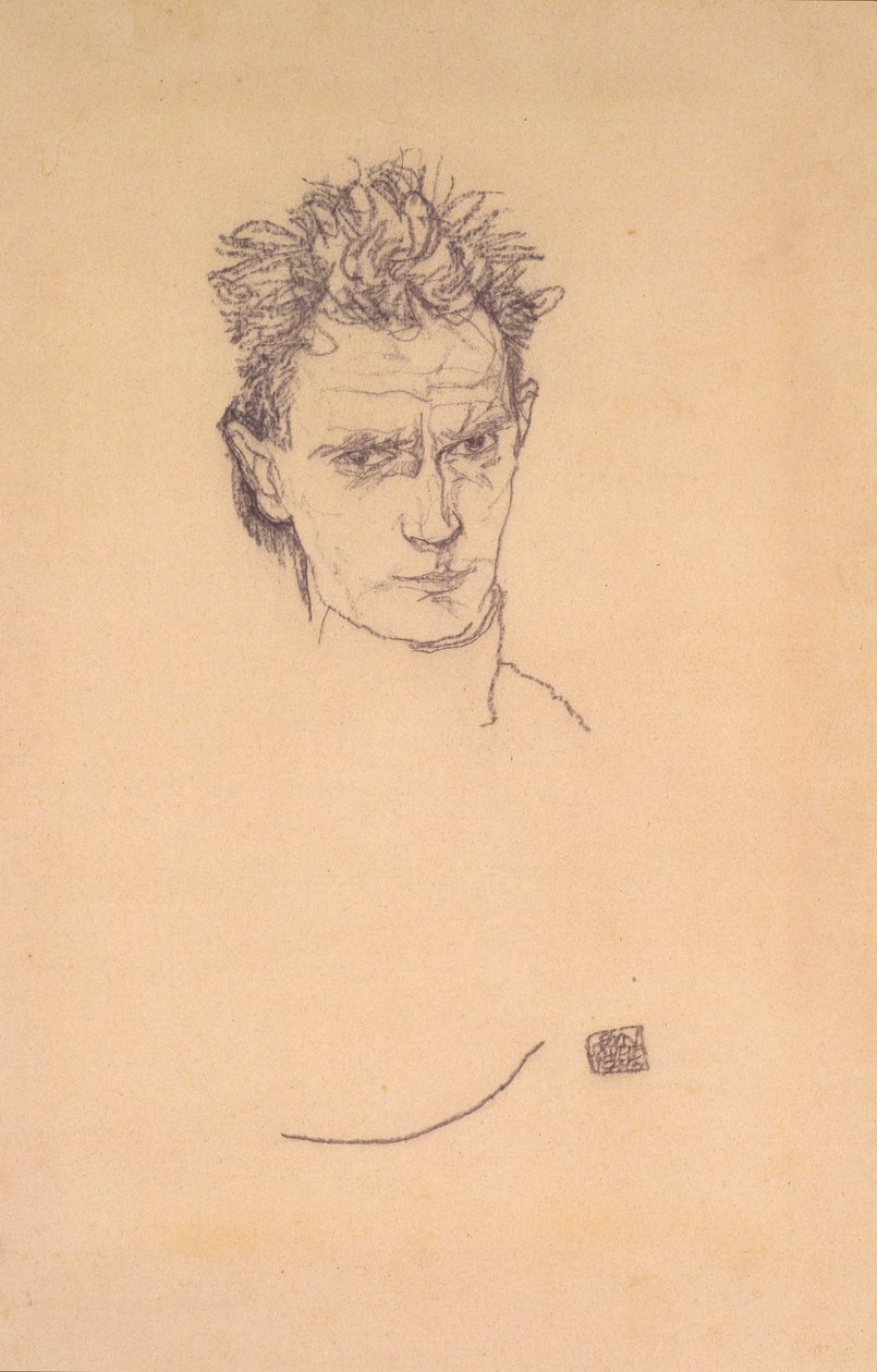 Üniformalı otoportre by Egon Schiele