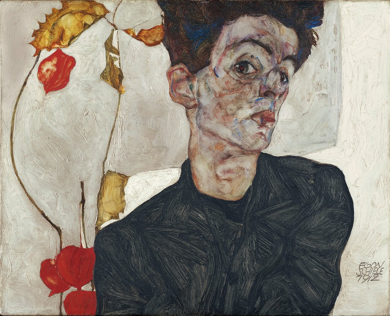 Physalis ile Otoportre by Egon Schiele