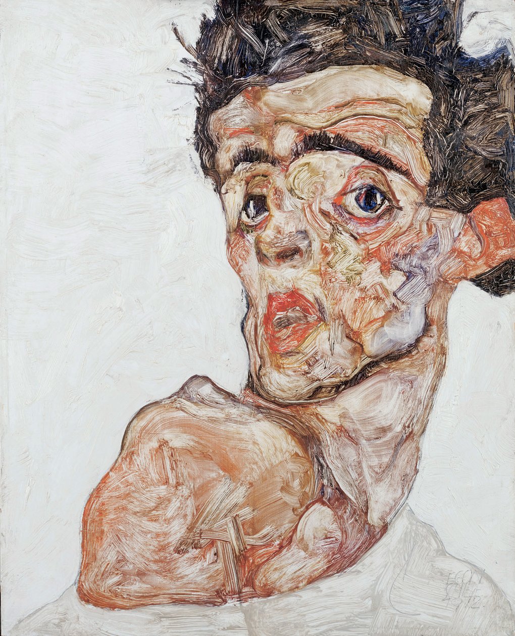 Çıplak Omuzlu Otoportre, 1912 by Egon Schiele