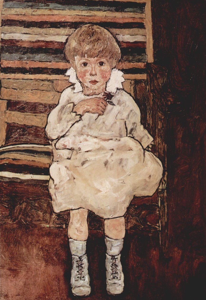 oturan çocuk by Egon Schiele